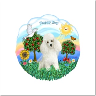 "Happy Day" White Toy Poodle Posters and Art